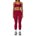 Női sportos szett leggingszel és sportmelltartóval, egyszínű, nylon, spandex, kényelmes és stílusos fitneszhez és szabadidőhöz 2