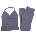 Női sportos szett leggingszel és topával, egyszínű, nylon, poliészter, kényelmes és stílusos fitneszhez és edzéshez 23