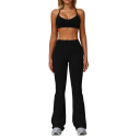 Női sportos szett nadrággal és sportmelltartóval, egyszínű, nylon, spandex, kényelmes és stílusos fitneszhez és szabadidőhöz 1