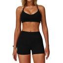 Női sportos szett rövidnadrággal és sportmelltartóval, nylon és spandex, egyszínű, ideális edzéshez és szabadidőhöz, kényelmes és stílusos 3