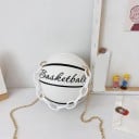 Női táska kosárlabda formában 16 x 16 cm Basketball felirattal Rövid fül Arany lánc a vállra Cipzáras záródás 2