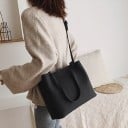 Női táska PU bőrből 30 x 25 x 14 cm Minimalista forma két füllel és hosszú pánttal Matt sima felület 1