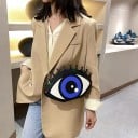 Női táska szem formájában Crossbody vállon Arany lánc Kék írisz és fekete pillák Eredeti divatkiegészítő 26 x 18 x 7 cm 3
