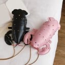 Női táska vállra 23 x 9 x 6 cm homár formában rákollókkal és csápokkal, crossbody táska fém szegecsekkel és hosszú lánccal 6