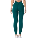 Női varrás nélküli, magas derekú sportleggings, V-kivágással a hason, rugalmas fitnesznadrág jógához, push-up hatású edzőterembe 9