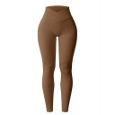 Női varrásmentes edzőnadrág magas V-derekú, rugalmas, karcsú, bokáig érő fitnesznadrággal, kényelmes sportleggings edzéshez 7