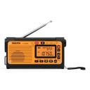 Noodradio 4,1 x 14,5 x 7,8 cm met handmatige dynamo, zonnepaneel en zaklamp FM AM SW en WB met Bluetooth en telefoonopladen oranje-zwart 1