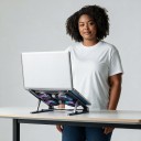 Notebook hűtő 13-tól 17,3 hüvelykig 4 ventilátorral, összecsukható hűtőpad és hordozható állítható laptop állvány fekete 5