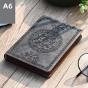 Notizblock im Retro-Stil, A6, mit Schnur, liniertes Notizbuch mit geprägtem Muster, Taschennotizbuch für Büro und Reisen 9