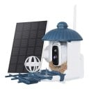 Nourrisseur intelligent pour oiseaux avec caméra et panneau solaire 30 x 17,8 x 24 cm WiFi Vision nocturne Détection de mouvement IP65 Blanc et bleu 1