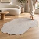 Nowoczesny dywan z abstrakcyjnym wzorem 120 x 80 cm Nieregularny kształt Antypoślizgowy spód Poliester Kremowo-beżowy 6