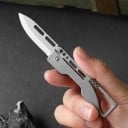 Nóż składany z tytanu z karabińczykiem 12 cm ostrze ze stali nierdzewnej Outdoor EDC nóż kieszonkowy Camping piesze wycieczki podróże praktyczne 2