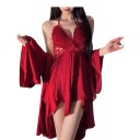 Nuisette femme avec des ailes de papillon en dentelle, décolleté plongeant, dos nu et lien derrière le cou, taille unique 10
