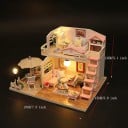 Nukkekoti 19 x 15 x 13 cm Mini rakennussarja ilman kantta LED-valaistuksella Huonekaluilla ja ohjeilla Luova DIY sisustuselementti 2