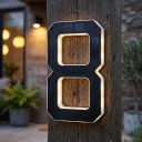Numero civico LED solare Insegna luminosa con numero di identificazione Dimensioni 23 cm plastica ABS Finitura nera Per facciata, recinzione e cancello di una casa familiare 4