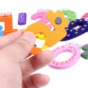 Números magnéticos de madera del 0 al 9 con signos para niños 15 pcs Diseños coloridos y ojos dibujados Aprendizaje de conteo en el refrigerador 6