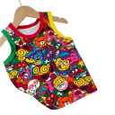 Nyári gyerekpóló Hysteric Mini 100% pamut Ujjatlan felső fiúknak és lányoknak Anime stílusú színes rajzolt mintákkal O nyakkivágással 2