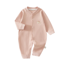 Nyfödd overall i bomull med hundmotiv Enfärgad design Med tryckknappar Rundad halsringning För pojkar och flickor Bekväm barnpyjamas 3