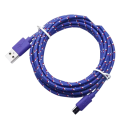 Nylon hurtigopladningskabel med Micro USB og USB A på 2 m til opladning og datasynkronisering. 2,4A holdbart flettet kabel til mobile enheder. 13
