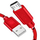 Nylon hurtigopladningskabel med Micro USB og USB A på 2 m til opladning og datasynkronisering. 2,4A holdbart flettet kabel til mobile enheder. 5