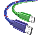 Nylon hurtigopladningskabel til Micro USB og USB A, 50 cm, til opladning og dataoverførsel. 2,4A kort, holdbart, flettet kabel til rejser. 2