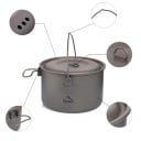 Oală de camping din titan cu capac 1950 ml Ceaun cu mânere suspendate și mânere pliabile Gri Pentru turism și trekking Gătit în natură 3