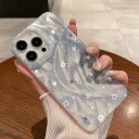 Obal na Samsung Galaxy S24 Ultra Priehľadný biely kryt s motívom hviezd Maľovaný vlnitý vzor Dúhový trbliet Polykarbonát a TPU Pouzdro na mobil 4