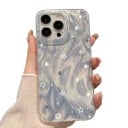 Obal na Samsung Galaxy S24 Ultra Průhledný bílý kryt s motivem hvězd Malovaný vlnitý vzor Duhový třpyt Polykarbonát a TPU Pouzdro na mobil 1