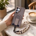 Obal na Samsung Galaxy S26 S magnetickým nabíjaním Vyklápací stojan a šnúrka na zápästie Kryt na mobil s poutkom 17