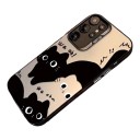 Obal s mačkami na Samsung Galaxy A37 Ultra tenký Odolný Matný Šedý podklad a čierne mačky s bielymi očami Rámček fotoaparátu Na každý deň 5