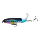 Oberflächenköder Popper 11 cm 15 g mit rotierendem Schwanz und 3D-Augen Zwei Drillingshaken Für das Angeln von Raubfischen 14