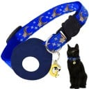 Obiectiv cu suport pentru AirTag pentru pisici și câini mici Curea ajustabilă confortabilă cu imprimeu de lună și stele Variante 4