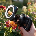 Obiettivo macro per smartphone Zoom 10-20x con luce LED circolare 32 diodi Corpo in alluminio Supporto per telefono 7-10 cm Nero per iOS e Android 4