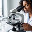 Objetivo acromático de repuesto 40x con cuerpo plateado para microscopio biológico con apertura 0,65 y distancia conjugada de 185 mm 2