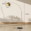 Oblouková stojací lampa s mramorovým podstavcem, výška 170–180 cm, kov, závit E27 40W, kabel 1,8 m, zlatá, do obývacího pokoje 4