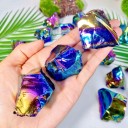 Obsidiana aura, piedra cruda, cristal natural, mineral irregular, decoración, energía aura para el hogar, regalo, meditación, limpieza, piedra 2