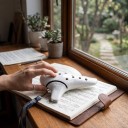 Ocarină cu 12 orificii Alto C 15,5 x 9,5 cm din plastic ABS Albă cu husă și tablă tactilă Instrument muzical pentru începători și copii 5