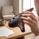 Ocarina de barro roxo 12 buracos Afinação Alt C 18 x 11 x 5 cm Queima a fumo Castanho Instrumento musical feito à mão para músicos 2