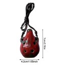 Ocarina de cerâmica pendente 6 buracos 7 x 4,2 cm Glaseada feita à mão Com cordão para o pescoço Mini instrumento musical 4