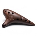 Ocarina en argile violette 12 trous Accordage Soprano G 13,5 x 7,5 x 3,5 cm Firing fumé Marron Instrument de musique fait main 1