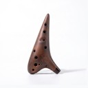 Ocarina en argile violette 12 trous Accordage Soprano G 13,5 x 7,5 x 3,5 cm Firing fumé Marron Instrument de musique fait main 3