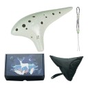 Ocarina en céramique 12 trous Accordage Alto C Longueur 19,5 cm Avec cordon et étui Instrument de musique pour débutants 10