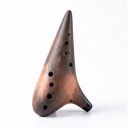 Ocarina Made of Purple Clay with 12 Holes in Alt F Tuning 22 x 13.5 x 7.5 cm Smoke Firing Brown Handmade Musical Instrument for Players 1