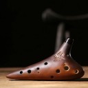 Ocarina made of purple clay with 12 holes in Soprano F tuning 15 x 8.5 x 4 cm Smoke firing Brown Handmade musical instrument for players 3