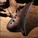 Ocarina made of Purple Clay with 12 Holes Tuning Bass C 27 x 11.5 x 8.5 cm Smoky Firing Brown Handmade Musical Instrument for Players 3