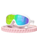 Occhiali da nuoto all'aperto con tappi per le orecchie Vetro arcobaleno Occhiali da nuoto in silicone impermeabili per piscina mare e acque libere 1