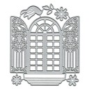 Ocelová vyřezávací šablona okenice 10,2 x 8,8 cm kovová cutting dies dekorativní okno s květy pro scrapbooking výrobu přání dekorací 1