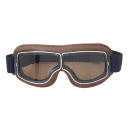 Ochelari de motocicletă retro, sticlă maro, 15 x 5 cm, protecție UV, PC, ABS, piele artificială, ochelari de motocicletă eleganți, design vintage 1