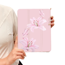 Ochranné pouzdro na tablet iPad 7. generace s úhlopříčkou 10,2 palce s motivem růžové lilie a motýlů TPU materiál růžová barva 2