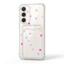 Ochranné puzdro s kapsou na kartu Samsung Galaxy A56 5G Hviezdičky modré, žlté a ružové Odolné Zosilnené rohy Ochrana fotoaparátu Číre 4